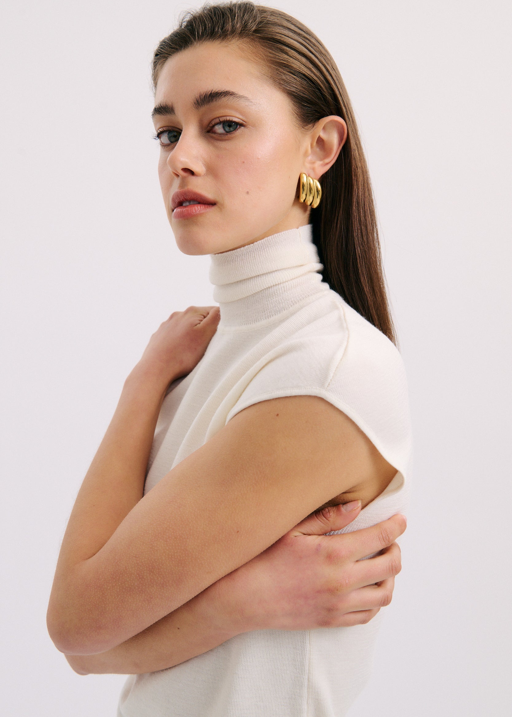 Swept Piped Earring (7855724298321)