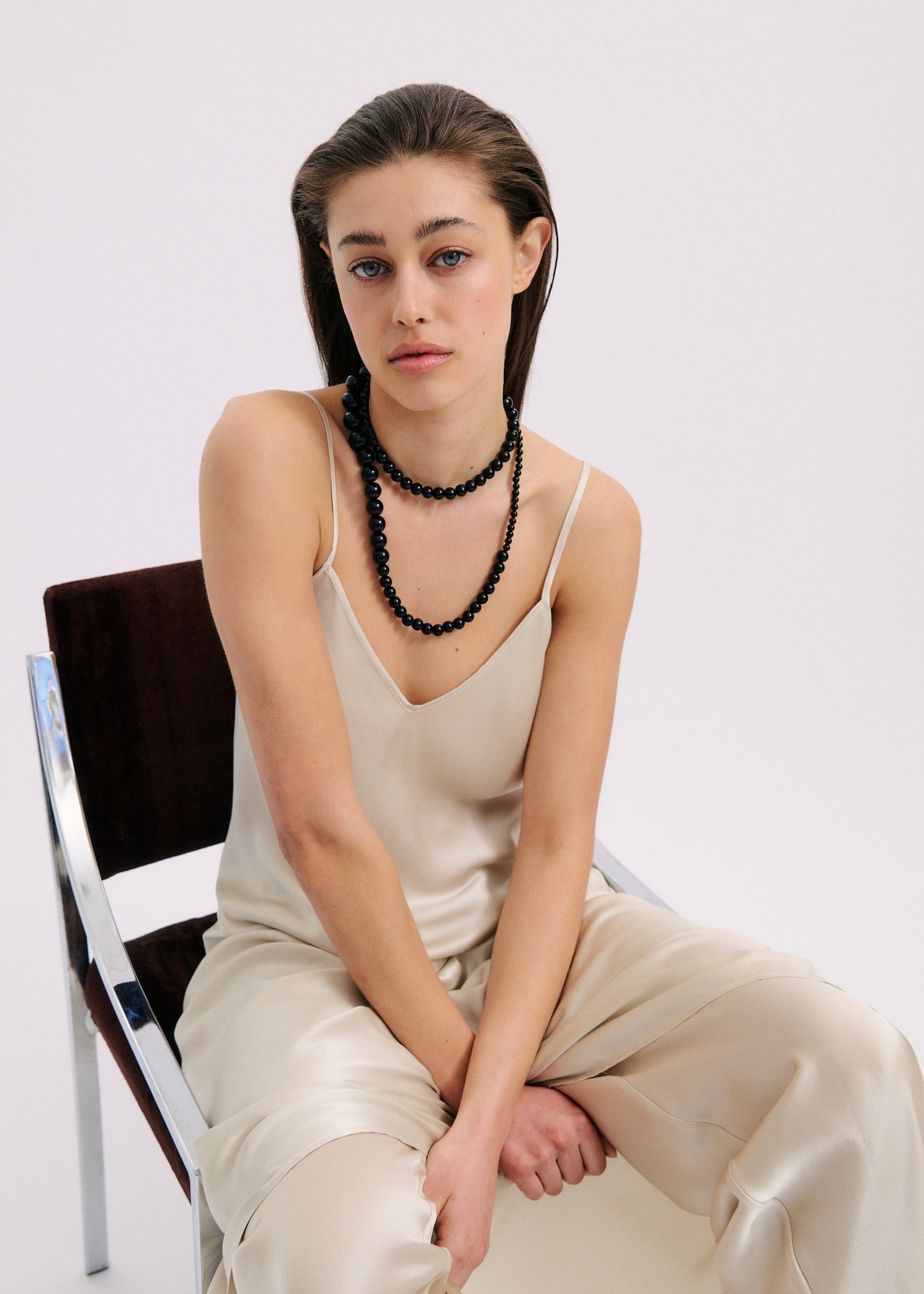 Onyx Beaded Necklace (7855724429393)