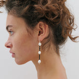 Beaded Drop Pearl Earrings - Black/Pearl