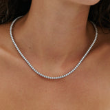 Classic Diamante Tennis Necklace - Rhodium Silver