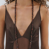 Wrap Beaded Necklace - Brown