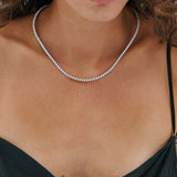 Classic Diamante Tennis Necklace - Rhodium Silver