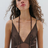 Wrap Beaded Necklace - Brown
