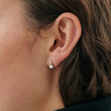 Lottie Pearl Huggie - Rhodium Silver