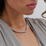 Classic Diamante Tennis Necklace - Rhodium Silver