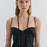 Droplet Long Beaded Necklace - Black