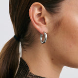 Classic Thick Hoop - Rhodium Silver