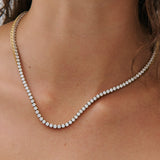 Classic Diamante Tennis Necklace - Gold