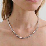 Classic Diamante Tennis Necklace - Rhodium Silver