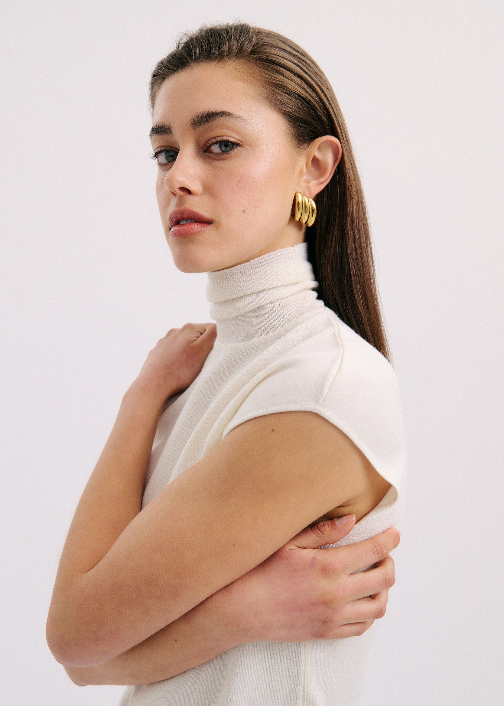 Swept Piped Earring (7855724298321)