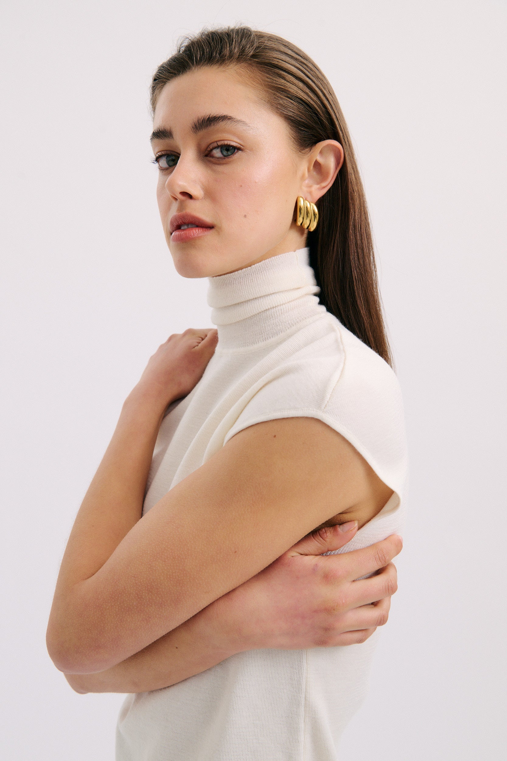 Swept Piped Earring (7855724298321)