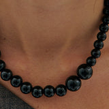Onyx Short Beaded Necklace - Black