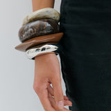 Arc Bangle Stack - Rhodium Silver