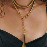 Snake Chain Tassel Belt - Gold