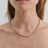 Classic Diamante Tennis Necklace - Gold