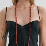 Droplet Long Beaded Necklace - Carnelian