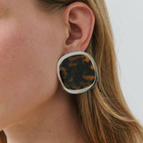 Sara Earring - Rhodium Silver/Leopard