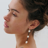 Beaded Drop Pearl Earrings - Black/Pearl