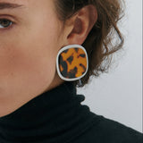 Sara Earring - Rhodium Silver/Leopard