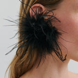 Obsidian Feather Earring - Black