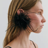 Obsidian Feather Earring - Black