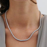 Classic Diamante Tennis Necklace - Rhodium Silver