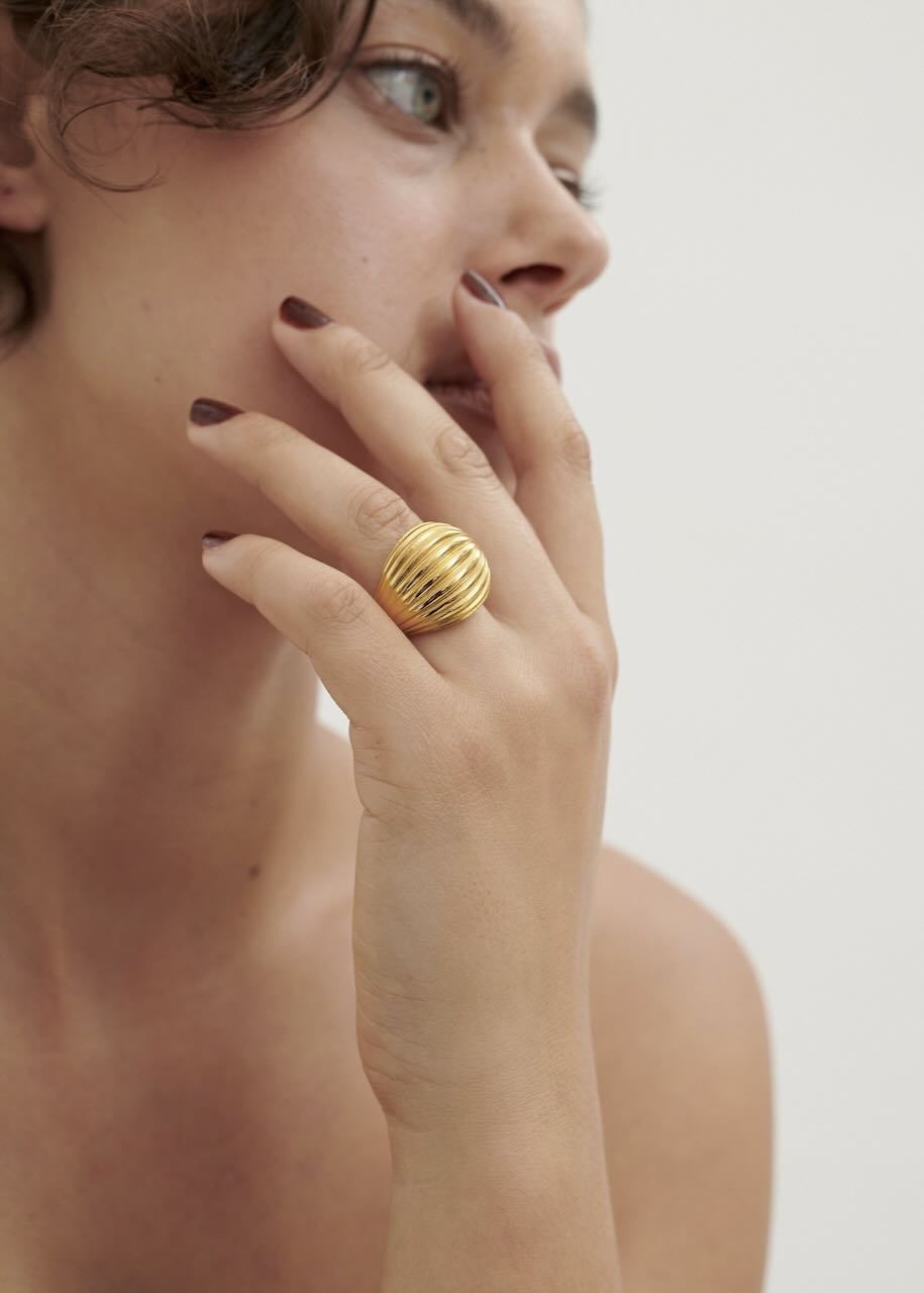 Fine Ribbed Dome Ring (7114429661265)
