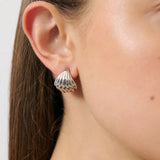 Elly Ribbed Earring - Rhodium Silver