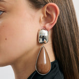 Lulu Earring - Silver/Brown