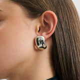 Funhouse Mirror Earring - Rhodium Silver