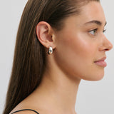 Textured Half Hoop  - Light Silver