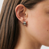 Wide Huggie  - Rhodium Silver