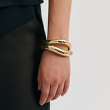 Duo Warped Bangle Stack - Gold
