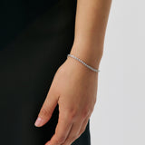 Round Diamante Clasp Bracelet - Rhodium Silver