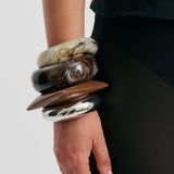 Arc Bangle Stack - Rhodium Silver