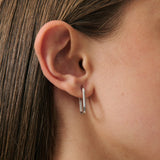 Squoval Hoop - Rhodium Silver