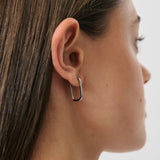 Squoval Hoop - Rhodium Silver
