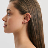 Mini Oval Huggies - Rhodium Silver