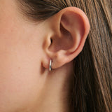 Mini Oval Huggies - Rhodium Silver