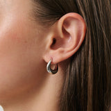 Moving On Huggie - Rhodium Silver