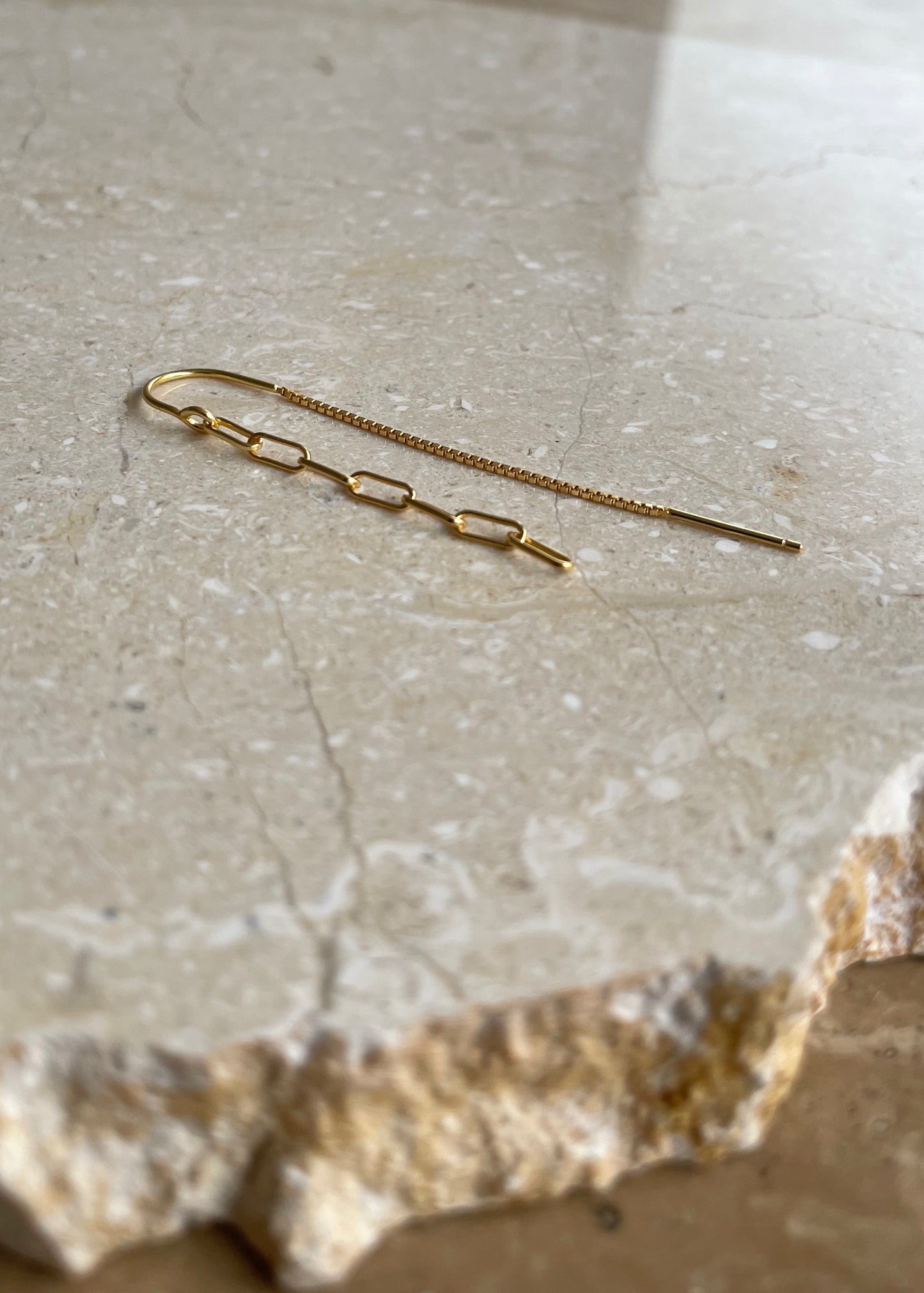 Featured: Gold Long Link Thread Earring (6695457521745)